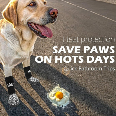 EXPAWLORER Anti Slip Dog Socks to Prevent Licking Paws, Shoes for Hot Pavement, Dog Booties for Small Medium Large Senior Dogs, Traction Control Boots & Paw Protectors for Hardwood Floors Black&Grey