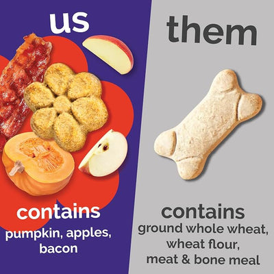 Fruitables Baked Dog Treats, Healthy Pumpkin Treat for Dogs, Low Calorie & Delicious, Made Without Wheat, Corn and Soy, Made in the USA, Allergy Friendly, Crispy Bacon and Apple Flavor, 32 oz