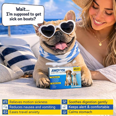 Travel Anti-Motion Car Sickness Tablets for Dogs, 10 Counts, 16mg
