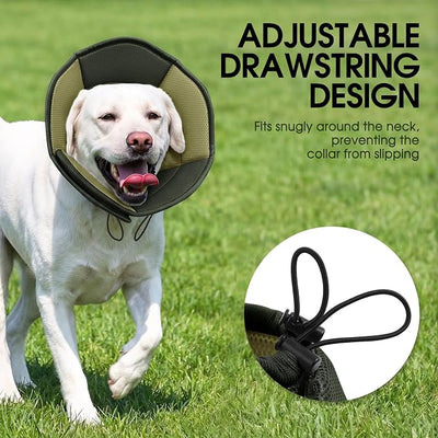 Dog Cone - Soft Cone for Dogs to Stop Licking, Pet E-Collar Alternative After Surgery, Adjustable Pet Recovery Collar for Wound Healing, Army Green Medium