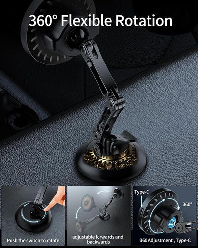 ZBF Magnetic Car Phone Holder, 15W for MagSafe Car Mount Charger(Fast Wireless Charging,Vacuum) 360°Adjustable Car Mount for Women Men iPhone 17-12