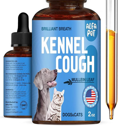 Kennel Cough Medicine for Dogs Helps with Dry, Wet, Barking Cough – Herbal Cat and Dog Cough Medicine Soothes and Calms Irritated Throat, Supports Breathing, Clears Airways – 2-oz Bottle