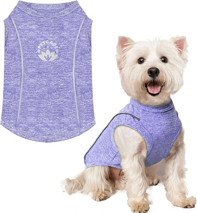 PETCARE Sun Protection Dog Shirts for Small Dogs Quick Dry Soft Stretchy Dog T-Shirts with Reflective Label Tank Top Sleeveless Vest Pet Clothes, Athletic Fabric, Purple, XS (Chest 13" Length 9.8")
