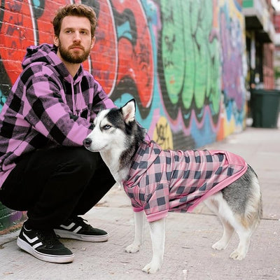 KOOLTAIL Plaid Dog Hoodie Pet Clothes Sweater with Hat and Pocket for Small Medium Large Size Dogs, Soft Winter Warm Dog Cold Weather Coat, Fleece Fall Dog Hooded Sweatshirt for Puppy Cats, Pink XL