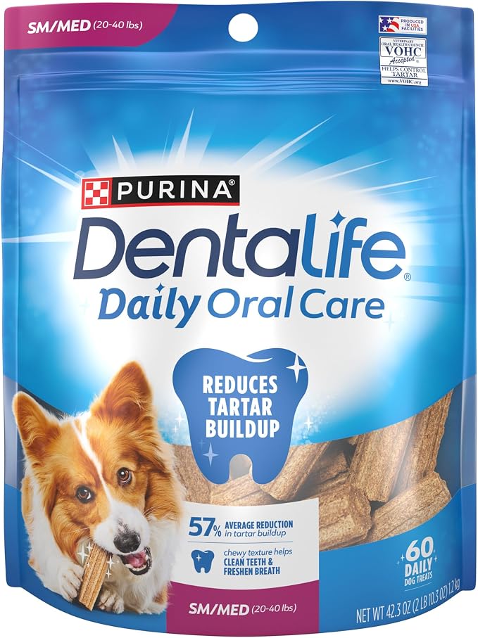 Purina DentaLife Daily Oral Care Dog Dental Chews for Small and Medium Breed Dogs - 60 ct.