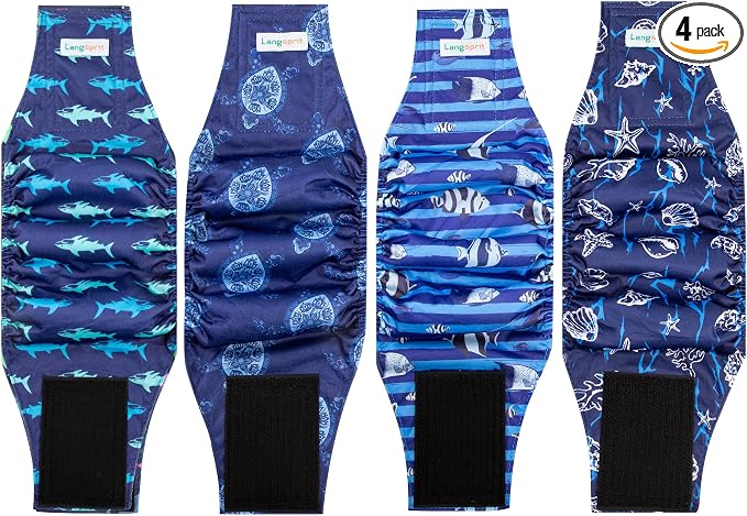 Male Dogs Diapers Belly Bands(4Pack), Washable Reusable Male Boy Doggy Wraps Panties for Doggie Puppy Pooping Potty Training Incontinence Marking Pañal para Perro X-Large