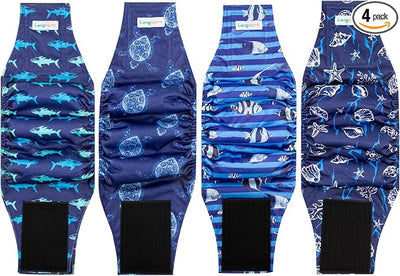 Male Dogs Diapers Belly Bands(4Pack), Washable Reusable Male Boy Doggy Wraps Panties for Doggie Puppy Pooping Potty Training Incontinence Marking Pañal para Perro XX-Large
