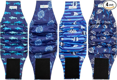 Male Dogs Diapers Belly Bands(4Pack), Washable Reusable Male Boy Doggy Wraps Panties for Doggie Puppy Pooping Potty Training Incontinence Marking Pañal para Perro Large