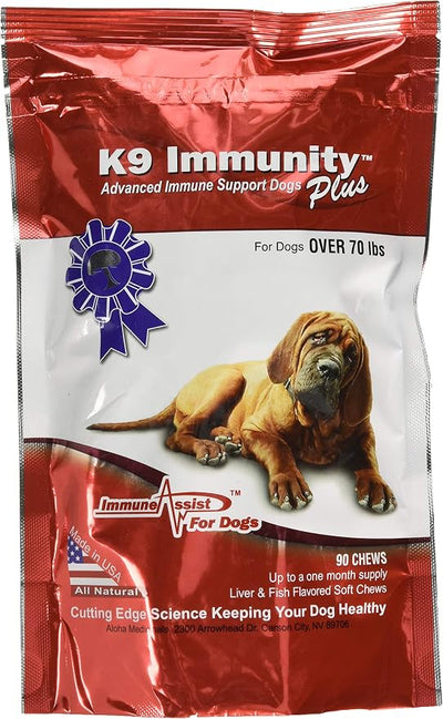 Aloha Medicinals - K9 Immunity Plus - Potent Immune Booster for Dogs Over 70 Pounds - 90 Soft Chews