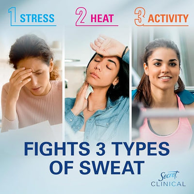 Secret Clinical Strength Antiperspirant Deodorant for Women, Stress Response, 3X Stress Protection, 72hr Sweat & Odor Protection, PH Balancing Minerals, Clear Gel, 1.6 oz