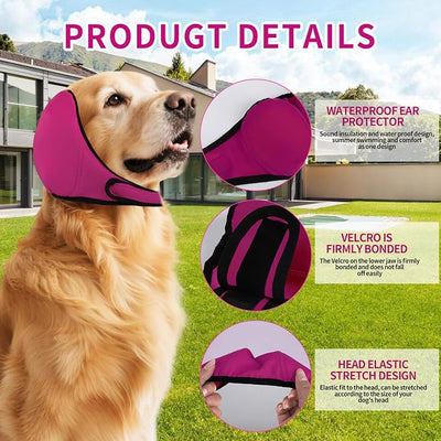 Dog Ear Hematoma Wrap, No Flap Waterproof Ear Cover for Bathing/Swimming, Calming & Noise Reduction