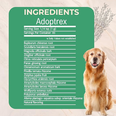 Adoptrex Gut and Pancreatic Function Support Supplement for Dogs by Gold Standard Herbs, All Natural Magnolia and Ginger Combination Powder (250 gram)