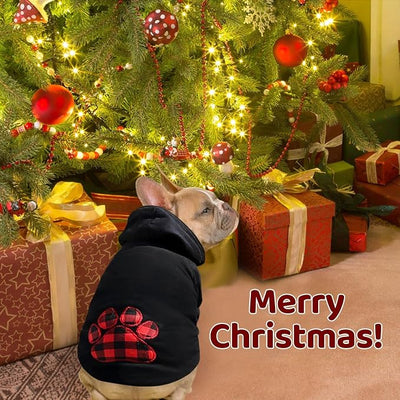 SAWMONG Dog Hoodie,Flannel Pet Hooded Sweater with Hat Puppy Pullover Sweater Shirt,Dog (Black,2XL)