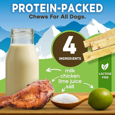 EcoKind Yak Cheese Himalayan Dog Chews, Yak Chews for Small Dogs, Long Lasting Bone for Aggressive Chewers, Only 4 Ingredients, Natural High Protein Dog Treats, No Additives, Chicken, Small - 8 Chews
