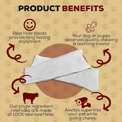 Real Hide | All Natural Dog Chew Treats - Premium Rawhide Chips - Long Lasting Grass Fed Free Range Beef Hide - Small/Medium/Large Dogs - 1 Pound