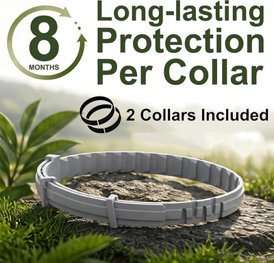 Craveit Dog Flea Collar, 2 Pack Flea Collar for Dogs Large, Gentle Plant-Based Tick Repellent for Large Dog, Waterproof & Adjustable, 8-Month Long-Lasting Defense