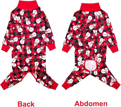 Dog Recovery Suit After Surgery Female Male, Medium Large Dog Neuter Shirt Cone Alternatives Prevent Licking Surgical Onesies (Xmas Snowman, 4XL)