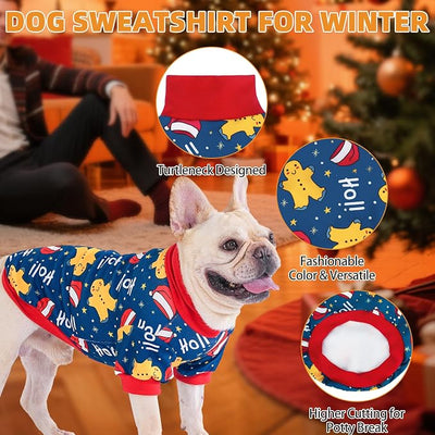 KOOLTAIL Christmas Dog Sweater, 3 Pack Fleece Dog Shirt Turtleneck Pullover Clothes for Small Medium Large Dogs, Fuzzy Soft Warm Pet Winter Cold Weather Coats for Puppy Cats Girls Boys, Red & Green SM