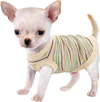 Elevate Your Pet's Comfort and Fashion: Premium 100% Cotton Rib Dog Shirt Vest for Small Breeds Like Chihuahuas, Yorkies, and Puppies .Year-Round Style with Tank-Style Puppy Attire Beige Medium