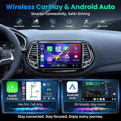 10 Inch Car Radio Stereo for Jeep Compass 2017-2020: 1280*800HD Touchscreen Replacement with Wireless CarPlay Android Auto,[4GB+64GB] Android 13 Player Radio with Bluetooth,5GWiFi,SWC,Mirror Link, GPS
