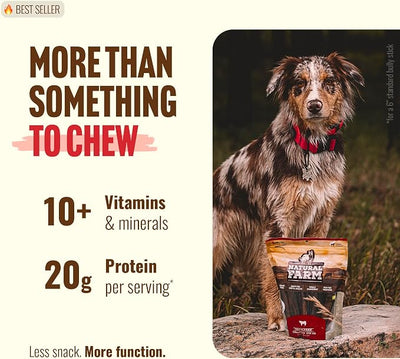 Natural Farm Peanut Butter Flavor Collagen Sticks for Dogs (6 Inch, 25 Count), Long-Lasting Beef Collagen Sticks, Rawhide Alternative Chews with Chondroitin & Glucosamine, Low-Fat Dental Treats