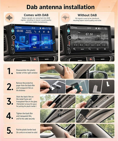 7 Inch Double Din Car Radio Stereo, Wireless CarPlay Android Auto, 2 Din Touchscreen Carplay Stereo, Bluetooth FM/AM/RDS EQ, USB Type-C SWC, Backup Camera
