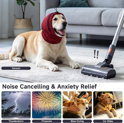 Nanaki Dog Calming Hoodie & Ear Cover,Small July 4th Head Wrap with Ear Pads - No-Shake Hematoma Protection,Noise Cancelling for Fireworks,Grooming,Blow Dryer & Bath,Ear Warmers