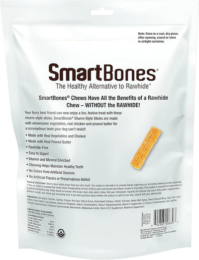 SmartBones Churro-Style Mini Sticks 28 Count, Made with Real Peanut Butter, Rawhide-Free Chews for Dogs, 7.90 Ounce (Pack of 1)