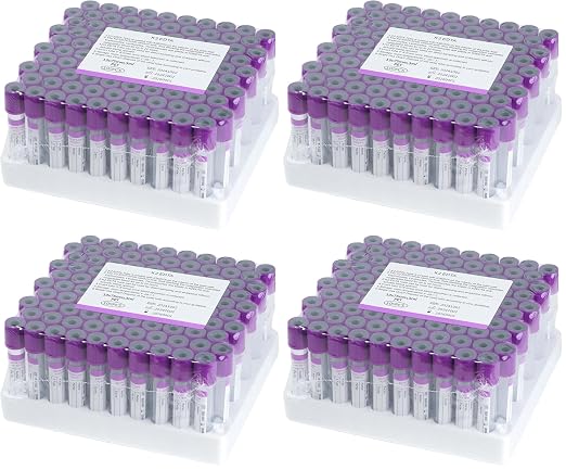 Vacutainer Blood Collection Tubes 3ml Lab Vacuum EDTA K2 Tube for Pet Animals Veterinary Lab Supplies 100 Pcs Wrap Packaging (Pack of 4)