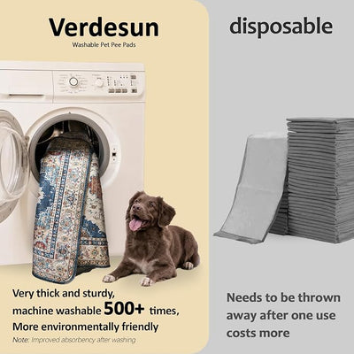 Washable Pee Pads for Dogs, Reusable Puppy Potty Training Pads, Ultra-Absorbent Thick Waterproof Leak-Proof Non-Slip Pads & Mat for Crate, Playpen, Floor, Whelping & Housebreaking , 1 Pack 72"x72"