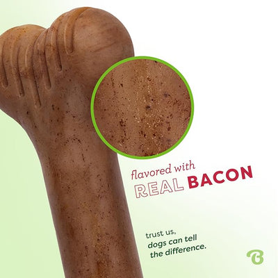 Benebone Bone Durable Dog Chew Toy for Aggressive Chewers, Real Bacon, Made in USA, Giant