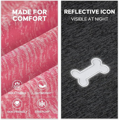 KYEESE 2Pack Dog Shirt, Lightweight Sun Protection Sleeveless Dog T Shirts for Small Dogs, Breathable Pet Reflective Tank Top Summer Dogs Clothes for Outdoor Walking, Coral Red+Grey, L