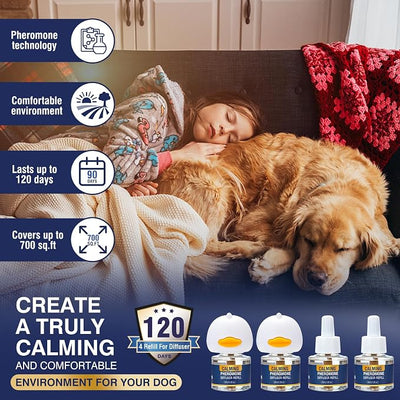 Dog Calming Pheromones Diffuser Kit for Anxiety Relief Reduce Aggression Fighting Barking Stress 6 in 1
