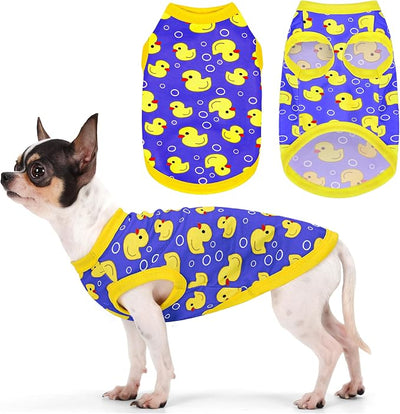 Adorable Yellow Duck Dog Shirt: Lightweight Polyester Cartoon Puppy Vest, Small Medium & Large Dog T-Shirt, Summer Pet Clothes, Cute Dog Apparel, Breathable Dog Tank Top Blue 4XL