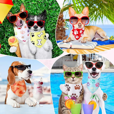 Abbylike 50 Pcs Paw Print Dog Bandanas Bulk Cute Footprint Bandanas for Dogs Triangle Kerchief Bib Scarf for Pets National Dog Day Party Costume Photo Props Accessories Pet Shops (25.6 x 17.7 x 17.7)