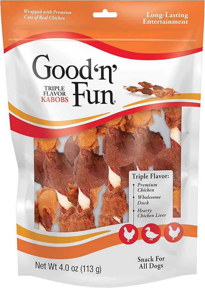 Good 'n' Fun Kabobs Long-Lasting Dog Treat, With Real Proteins, Beef Hide and Premium Chicken, Supports Dental Health, Mental Stimulation, 4 oz