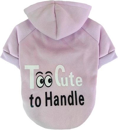 Jecikelon Print Dog Hoodies for Small Dogs, Soft Fleece Puppy Clothes for Pet Cat, Warm Winter Outfits Cold Weather Coats, Cute Sweatshirt Puppies Costume (Light Purple, Large)