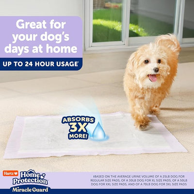 Hartz Miracle Guard Dog and Puppy Dog Pads Max Absorbency 24 Hour Use Odor Eliminating Lavender Scented No Leaks, 3XL Size 20 Count