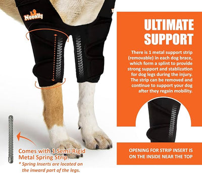 NeoAlly Dog Elbow Support Brace With Metal Inserts for Canine Elbow and Shoulder Support Elbow Hygroma, Dysplasia, Orthosis, Calluses, Pressure Sores and Shoulder Dislocation (Pair, Extra Small)