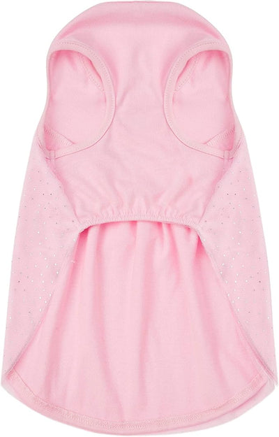Blueberry Pet My Little Princess Cotton Blend Dog Tulle Dress in Lovely Pink with Heart, Back Length 16", Pack of 1 Clothes for Dogs