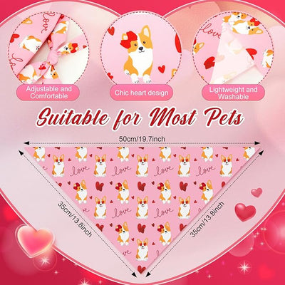 Abbylike 50 Pcs Valentines Day Dog Bandanas Bulk Red and Pink Bandanas for Dogs Triangle Kerchief Bibs Scarf for Pet Romantic Costume Photo Props Accessories Pet Shops Groomers (19.7 x 13.8 x 13.8)