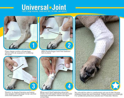 PawFlex Joint and Large Area Wound Bandages for Dogs Cats & Other Pets. Great for Leg Joint sprains and Tail Injuries! Non Adhesive Breathable Non-Slip Disposable Washable Value Pack (2XS/XS 24pk)