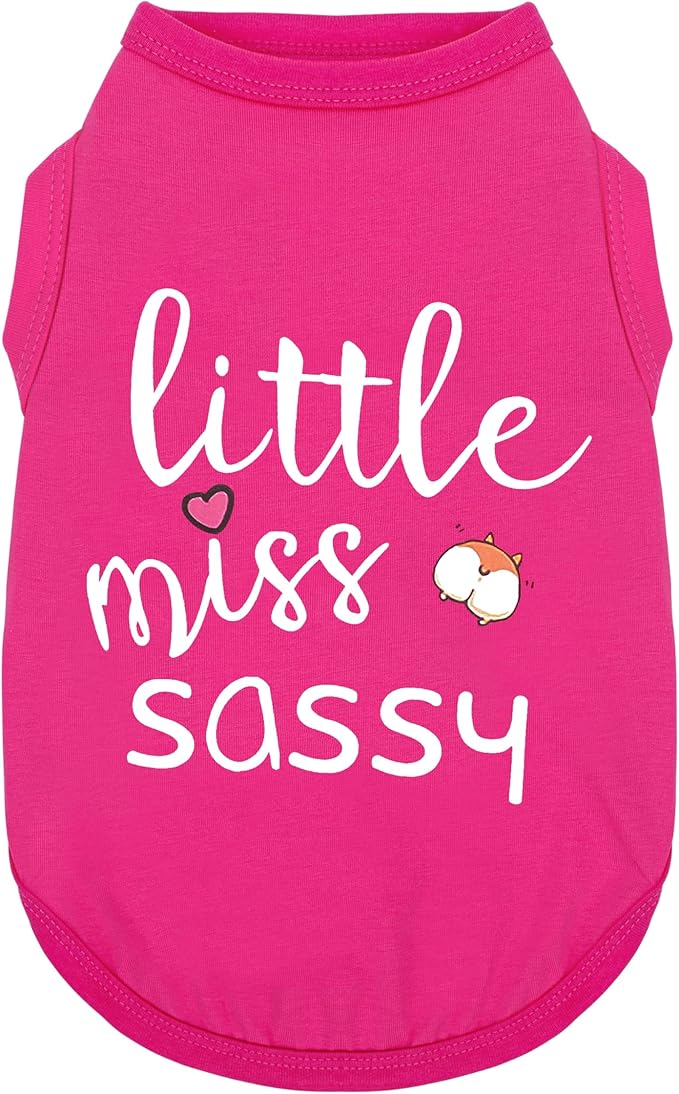 Paiaite Dog Clothes Fashionable Sleeveless Pet Vest: 'Little Miss Sassy' Printed Cotton Dog Shirt, Ideal for Small, Medium, and Large Breeds, Ensuring Comfort and Breathability Rose Red XXS