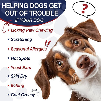 Dog Allergy Chews 200 Treats, Dog Allergy and Itching Skin Relief Bites Immune Support Dogs Probiotics for Yeast, Itchy Skin and Itchy Ears Anti Itch Licking Paws Treatment for Dogs Seasonal Allergies