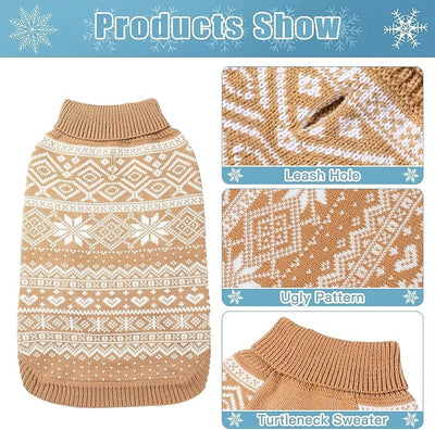 HOMIMP Dog Sweater Argyle - Warm Winter Clothes Puppy Soft Coat, Ugly Dog Sweater for Small Medium and Large Dogs, Pet Clothing Boy Girl, Cream XL