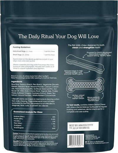 Arterra Pet Science Dental Chews for Dogs with Nano-Nydroxyapatite, 14Count | Dog Dental Chews for Stronger Teeth and Gums, Fight Plaque, Freshen Breath, Support Gut, For Small Dogs (Under 25 Pounds)