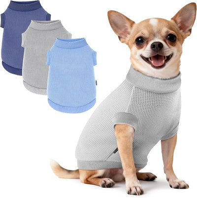 3 Pack Dog Shirt for Small Supplies Functional Waffle Dog Clothes Warm Soft Sweatshirt Outfit for Dogs Cats Pet Apparel