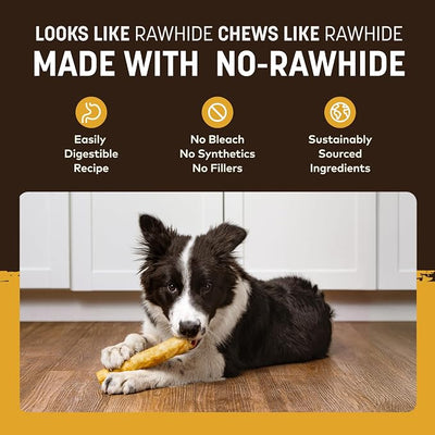Earth Animal No Hide Chews - Long Lasting Rawhide Free Medium Dog Chews Rolls, Peanut Butter - 3 Count Value Pack