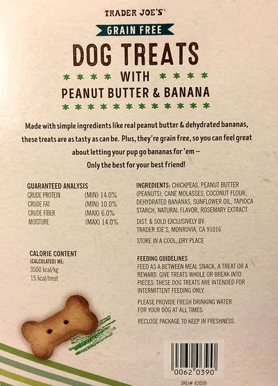 Trader Joe's | Dog Treats with Peanut Butter & Banana | Grain Free | 10.6 Ounces