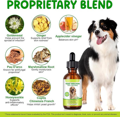 Yeast Infection Treatment for Dogs (2 fl oz), Natural Yeast Treatment for Dogs, Supports Healthy Itch Relief, Dog Allergy Relief, Alleviates Itching, Improves Coat & Skin, Dog Herbal Supplement